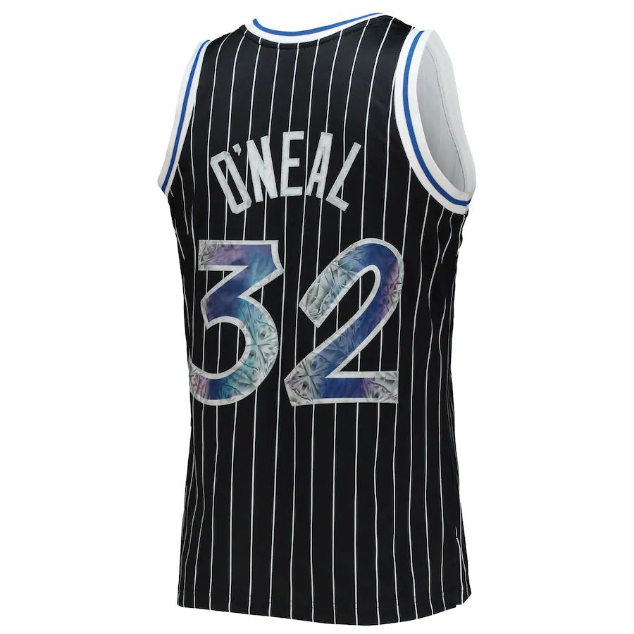 O.Magic #32 Shaquille O'Neal Mitchell & Ness 1996-97 Hardwood Classics 75th Anniversary Diamond Swingman Jersey Black Stitched American Basketball Jersey