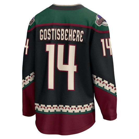 A.Coyotes #14 Shayne Gostisbehere Fanatics Branded Home Breakaway Player Jersey Black Stitched American Hockey Jerseys CROVYIE
