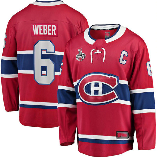 M.Canadiens #6 Shea Weber Fanatics Branded Home 2021 Stanley Cup Final Bound Breakaway Jersey Red Stitched American Hockey Jerseys CROVYIE