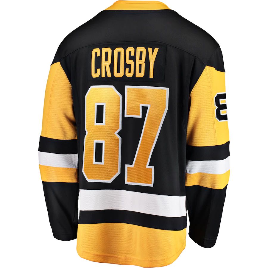 P.Penguins #87 Sidney Crosby Fanatics Branded Breakaway Player Jersey Black Stitched American Hockey Jerseys CROVYIE