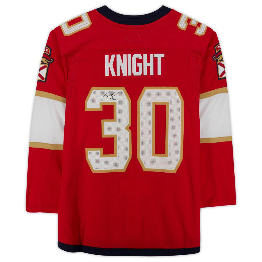 F.Panthers #30 Spencer Knight Fanatics Authentic Autographed  Red Stitched American Hockey Jerseys CROVYIE