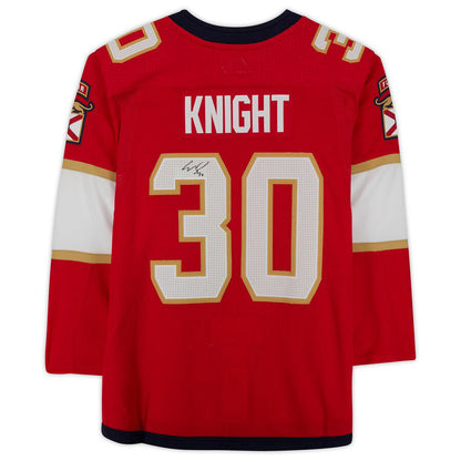 F.Panthers #30 Spencer Knight Fanatics Authentic Autographed  Red Stitched American Hockey Jerseys CROVYIE