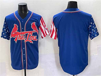 St. Louis Cardinals Blank Royal Independence Day Vapor Premier Limited Stitched Baseball Jersey