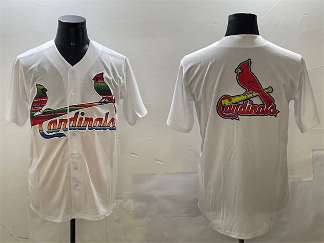 St. Louis Cardinals Team Big Logo White Cool Base Stitched Baseball Jersey