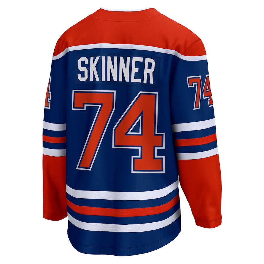 E.Oilers #74 Stuart Skinner Fanatics Branded Home Breakaway Player Jersey Royal Stitched American Hockey Jerseys CROVYIE