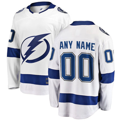 Custom TB.Lightning Fanatics Branded Away Breakaway Jersey White Stitched American Hockey Jerseys CROVYIE