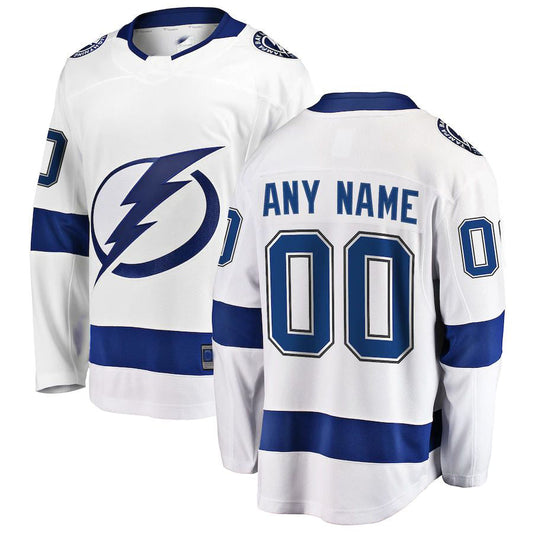 Custom TB.Lightning Fanatics Branded Away Breakaway Jersey White Stitched American Hockey Jerseys CROVYIE