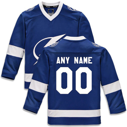 Custom TB.Lightning Fanatics Branded Home Replica Jersey Blue Stitched American Hockey Jerseys CROVYIE