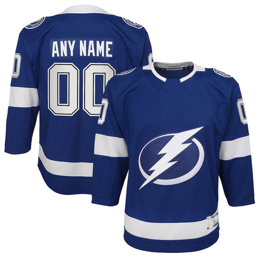 Custom TB.Lightning Home Premier Jersey Blue Stitched American Hockey Jerseys CROVYIE