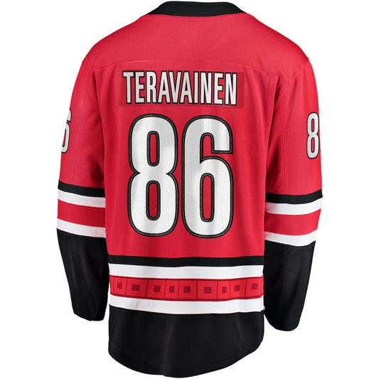 C.Hurricanes #86 Teuvo Teravainen Fanatics Branded Breakaway Player Jersey  Red Stitched American Hockey Jerseys CROVYIE