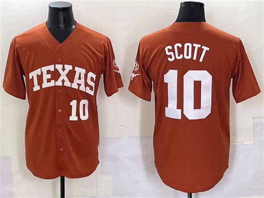 T.Longhorns #10 Mia Scott Orange Stitched American College Jerseys