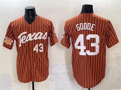 T.Longhorns #43 Leighann Goode Orange Pinstripe 2025 Softball National Champions Stitched American College Jerseys