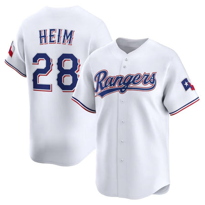 Texas Rangers #28 Jonah Heim Home Limited Player Jersey - White Stitched Baseball Jersey