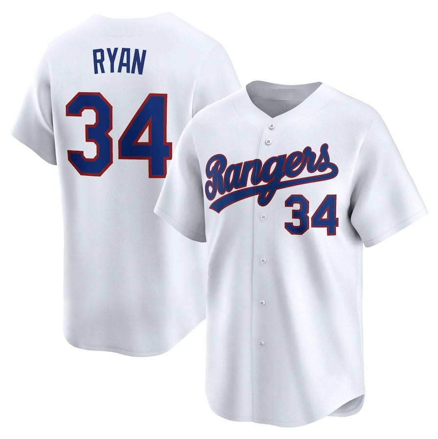 Texas Rangers #34 Nolan Ryan Throwback Cooperstown Collection Limited Jersey - White Stitched Baseball Jersey