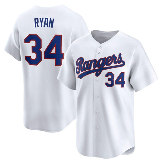 Texas Rangers #34 Nolan Ryan Throwback Cooperstown Collection Limited Jersey - White Stitched Baseball Jersey