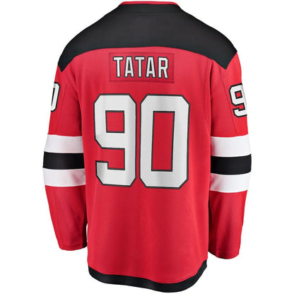 NJ.Devils #90 Tomas Tatar Fanatics Branded Home Breakaway Player Jersey Red Stitched American Hockey Jerseys CROVYIE