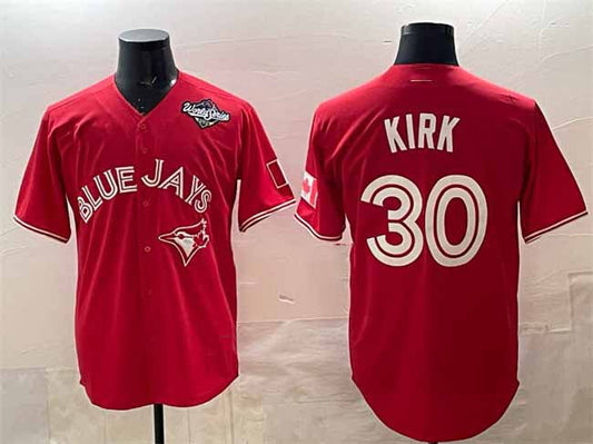 Toronto Blue Jays #30 Alejandro Kirk Red 2025 World Series Cool Base Stitched Baseball Jersey