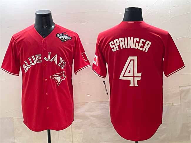 Toronto Blue Jays #4 George Springer Red 2025 World Series Cool Base Stitched Baseball Jersey