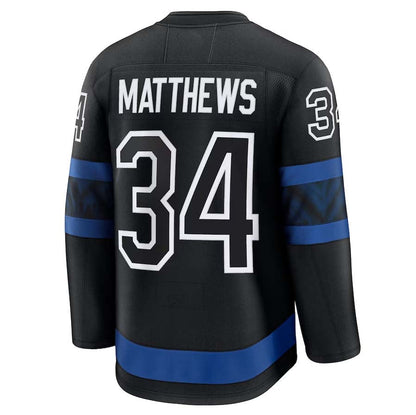 T.Maple Leafs #34 Auston Matthews Fanatics Captain Patch Alternate Premium Jersey - Black Stitched American Hockey Jerseys CROVYIE