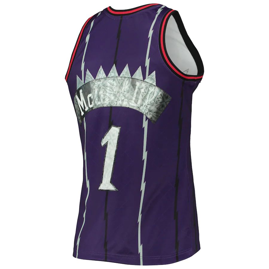 T.Raptors #1 Tracy McGrady Mitchell & Ness 1996-97 Hardwood Classics  75th Anniversary Diamond Swingman Jersey Purple Stitched American Basketball Jersey