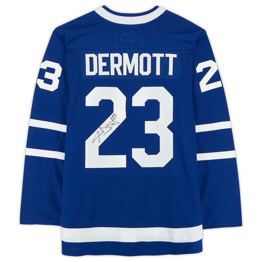 T.Maple Leafs #23 Travis Dermott Fanatics Authentic Autographed Blue Stitched American Hockey Jerseys CROVYIE