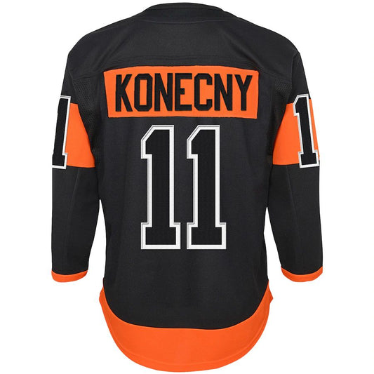 P.Flyers #11 Travis Konecny Alternate Premier Player Jersey Black Stitched American Hockey Jerseys CROVYIE
