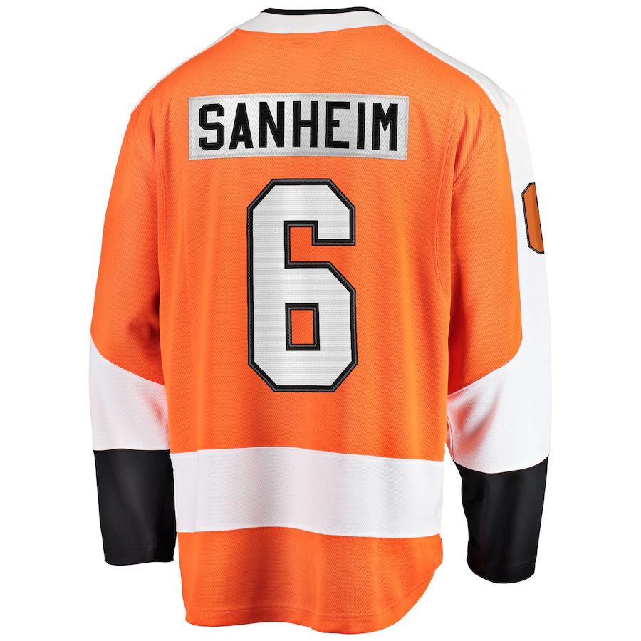 P.Flyers #6 Travis Sanheim Fanatics Branded Home Breakaway Jersey Orange Stitched American Hockey Jerseys CROVYIE