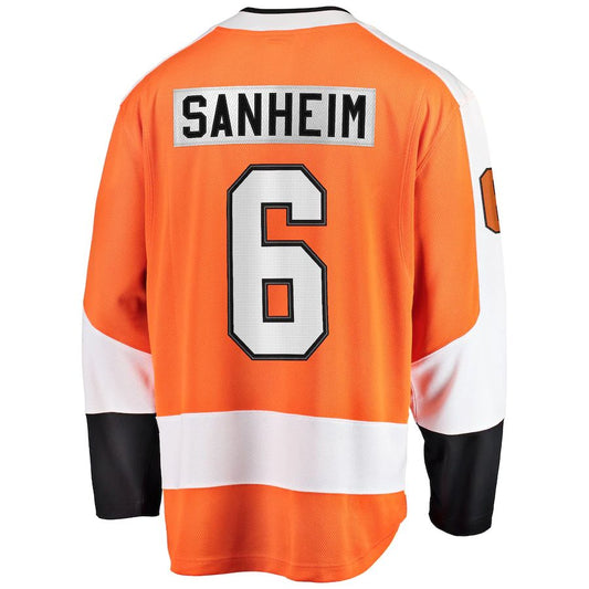 P.Flyers #6 Travis Sanheim Fanatics Branded Home Breakaway Jersey Orange Stitched American Hockey Jerseys CROVYIE