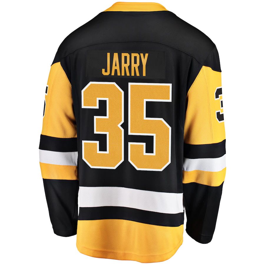 P.Penguins #35 Tristan Jarry Fanatics Branded Home Breakaway Player Jersey Black Stitched American Hockey Jerseys CROVYIE