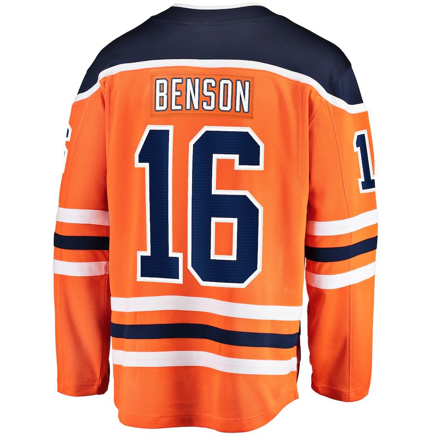 E.Oilers #16 Tyler Benson Fanatics Branded Home Breakaway Player Jersey Orange Stitched American Hockey Jerseys CROVYIE