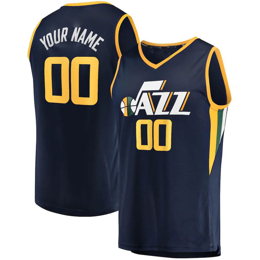 Custom U.Jazz Fanatics Branded Fast Break Custom Replica Jersey Navy  Icon Edition Stitched Basketball Jersey