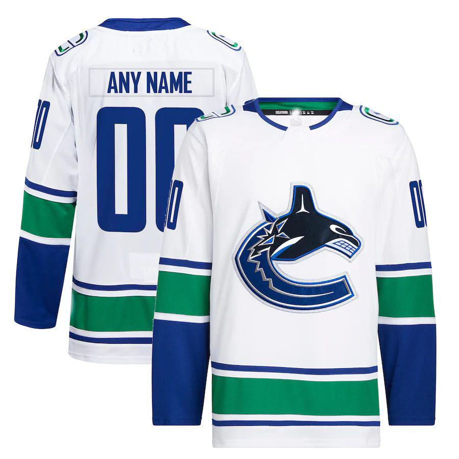 Custom V.Canucks Away Primegreen Authentic Pro Jersey White Stitched American Hockey Jerseys CROVYIE