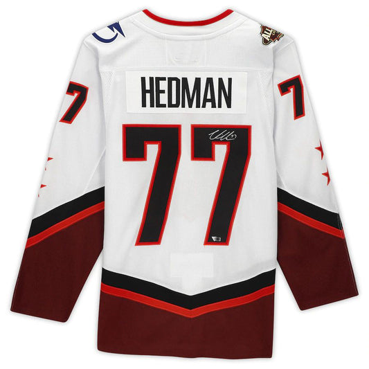 TB.Lightning #77 Victor Hedman Fanatics Authentic Autographed 2022 All-Star Game White Stitched American Hockey Jerseys CROVYIE