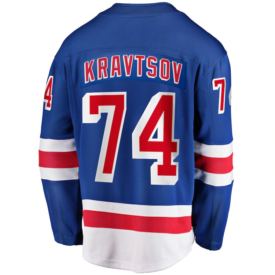 NY.Rangers #74 Vitali Kravtsov Fanatics Branded 2017-18 Home Breakaway Replica Jersey  Blue Stitched American Hockey Jerseys CROVYIE