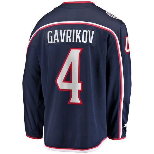 C.Blue Jackets #4 Vladislav Gavrikov Fanatics Branded Home Team Breakaway Player Jersey Navy Stitched American Hockey Jerseys CROVYIE