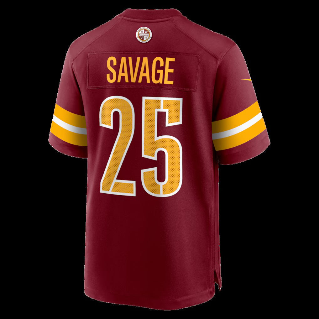 W.Commanders #25 Darnell Savage Burgundy Team Game Stitched American Football Jerseys