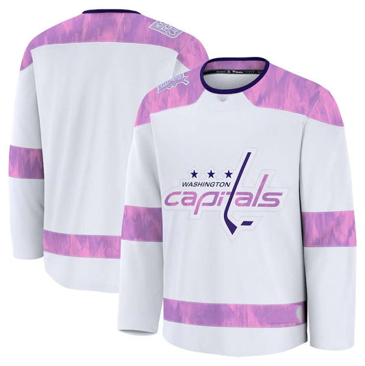 W.Capitals Fanatics 2024 Hockey Fights Cancer Practice Jersey - White Stitched American Hockey Jerseys CROVYIE