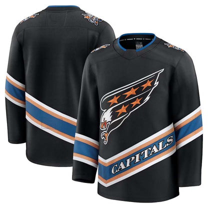 W.Capitals Fanatics Alternate 50th Anniversary Premium Jersey - Black Stitched American Hockey Jerseys CROVYIE