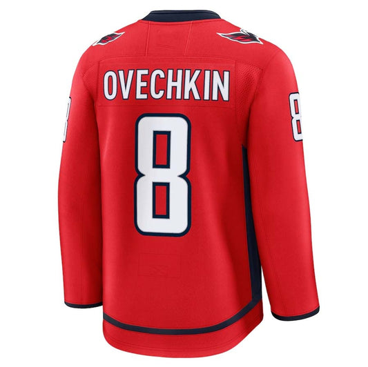 W.Capitals #8 Alexander Ovechkin Fanatics Home Premium Jersey - Red Stitched American Hockey Jerseys CROVYIE