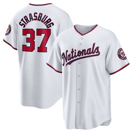 Washington Nationals #37 Stephen Strasburg Home Replica Jersey - White Stitched Baseball Jersey