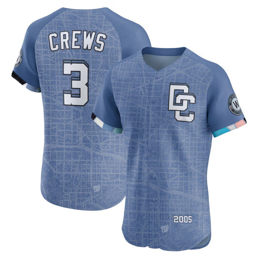 Washington Nationals #3 Dylan Crews Blue 2025 City Connect Elite Stitched Baseball Jersey