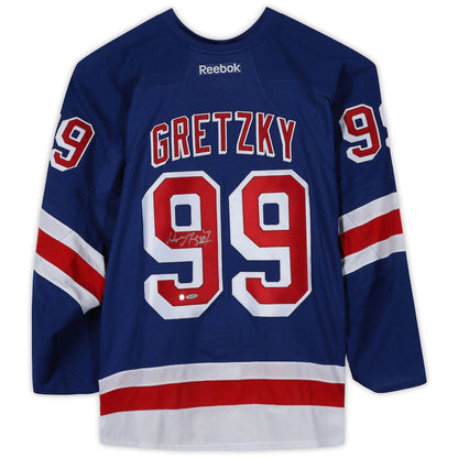 NY.Rangers #99 Wayne Gretzky Autographed Blue Reebok Premier Jersey Stitched American Hockey Jerseys CROVYIE