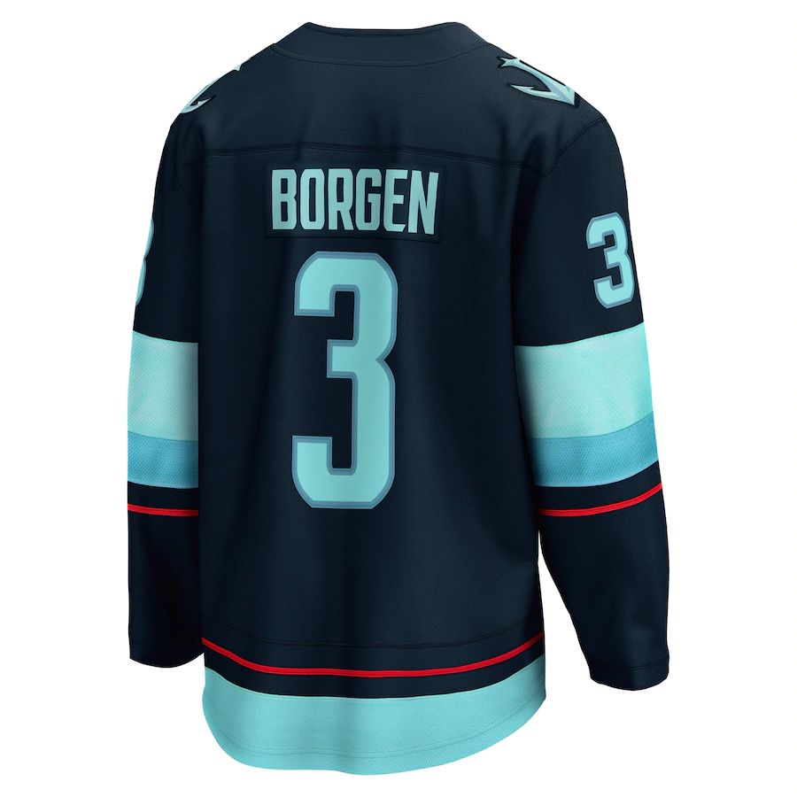S.Kraken #3 Will Borgen Fanatics Branded Home Breakaway Player Jersey Blue Stitched American Hockey Jerseys CROVYIE