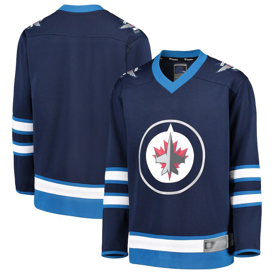W.Jets Fanatics Branded Home Replica Blank Jersey  Navy Stitched American Hockey Jerseys CROVYIE