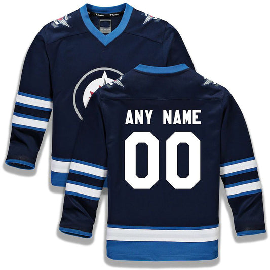 Custom W.Jets Fanatics Branded Home Replica Navy Stitched American Hockey Jerseys CROVYIE