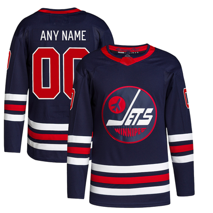 Custom W.Jets 202-22 Alternate Primegreen Authentic Pro Jersey Navy Stitched American Hockey Jerseys CROVYIE