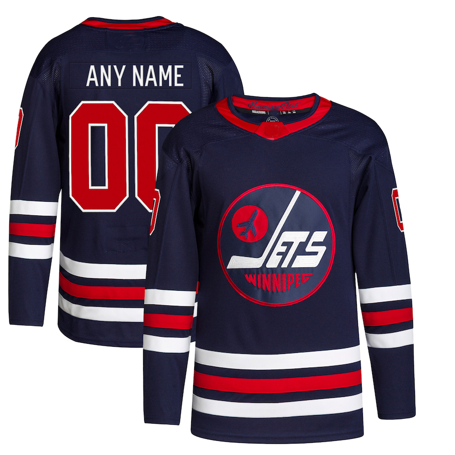 Custom W.Jets 2021-22 Alternate Primegreen Authentic Pro Custom Jersey Navy Stitched American Hockey Jerseys CROVYIE