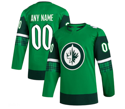 Custom W.Jets 2023 St. Patrick's Day Primegreen Authentic Jersey - Kelly Green Stitched American Hockey Jerseys CROVYIE