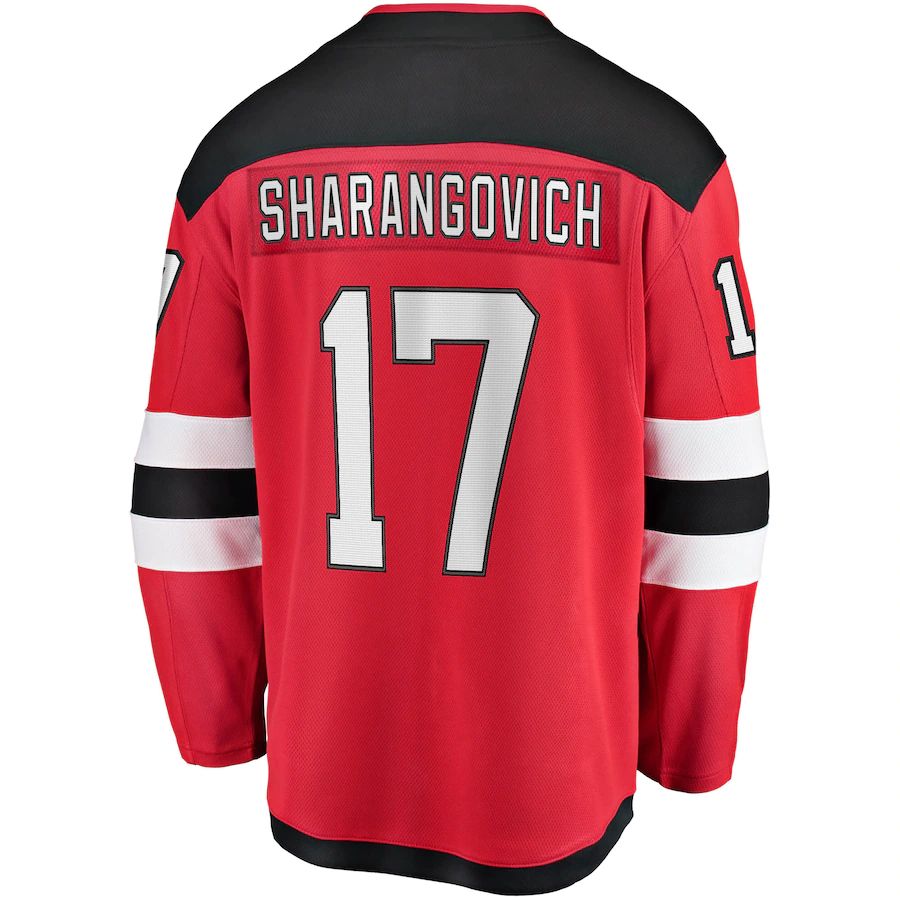 NJ.Devils #17 Yegor Sharangovich Fanatics Branded 2017-18 Home Breakaway Replica Jersey  Red Stitched American Hockey Jerseys CROVYIE