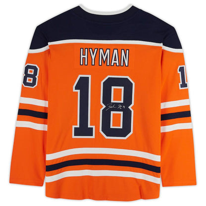 E.Oilers #18 Zach Hyman Fanatics Authentic Autographed Fanatics Breakaway Jersey Orange Stitched American Hockey Jerseys CROVYIE